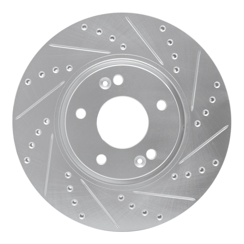 Kia Sportage Brake Rotor (1) - Front Right - R1 Concepts - Drilled & Slotted - Silver - `12-`16